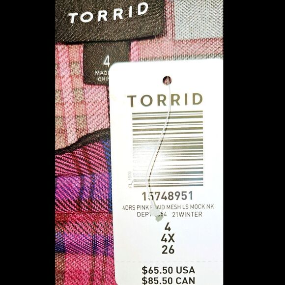 TORRID MINIβMesh Multi- Color Plaid Mock Neck Dress Plus Size 4X - Picture 12 of 14